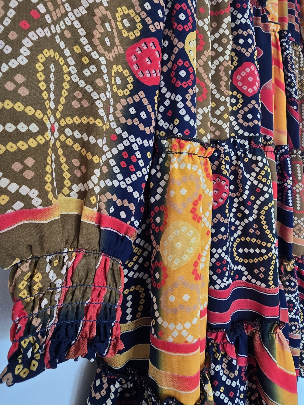 Zara Multicolor Tiered Long-Sleeve Dress Semi Sheer/lined. Boho. XXL - Picture 2 of 6